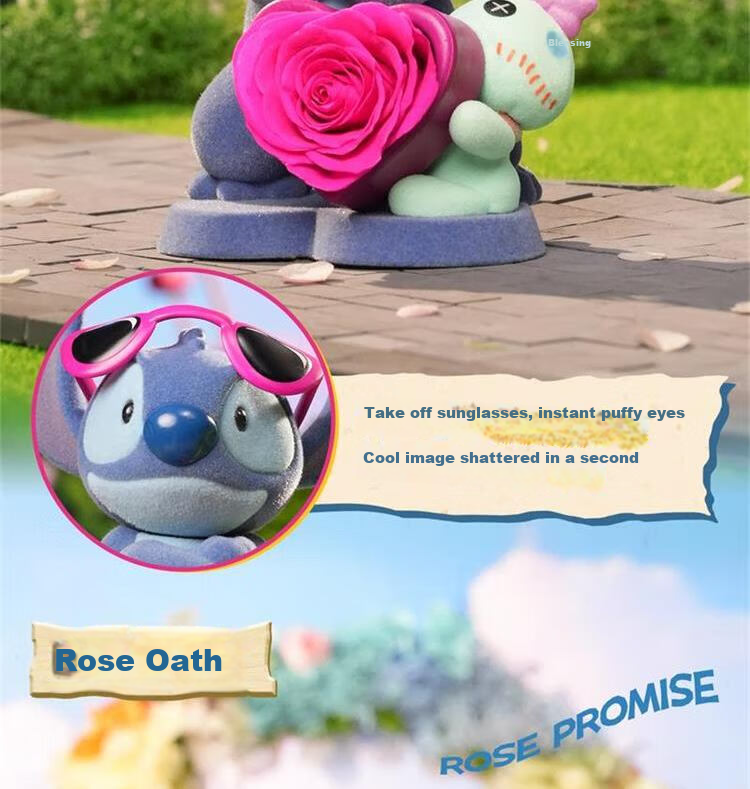 Bozhiting Stitch Blind Box Toy Figurine, Desktop Decoration, Preserved Flower, Birthday Gift 6