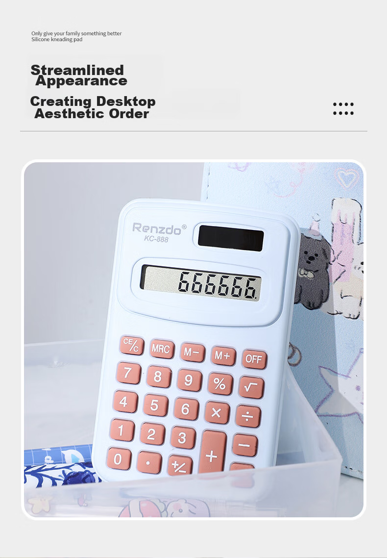 Shaonianban Calculator, Portable Silent Mini Cute Small for Primary And Middle School Students, Specialized for Accounting And Exams, Math Calculation Mini 8-Digit, Macaron Blue Color 3
