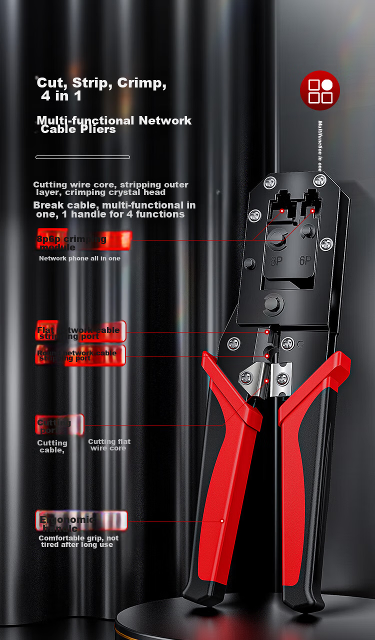 AMPCOM's Multifunctional Crystal Head Network Cable Crimper Blades, 8P6P4P Network Crimping Pliers, Wire Stripper Blades, 14*10mm, Pack of 10, AMDPS10 6