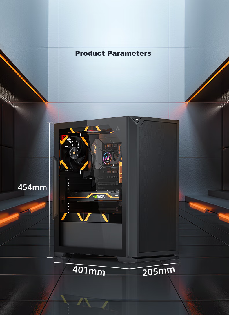 Golden Field Jianyu Qingyao NANO Wide-Body Desktop Computer Case, Cooling Grid Panel, ATX Motherboard/8 Fan Positions/Compatible with 240mm Water Cooling/Glass Quick-Release Desig 11