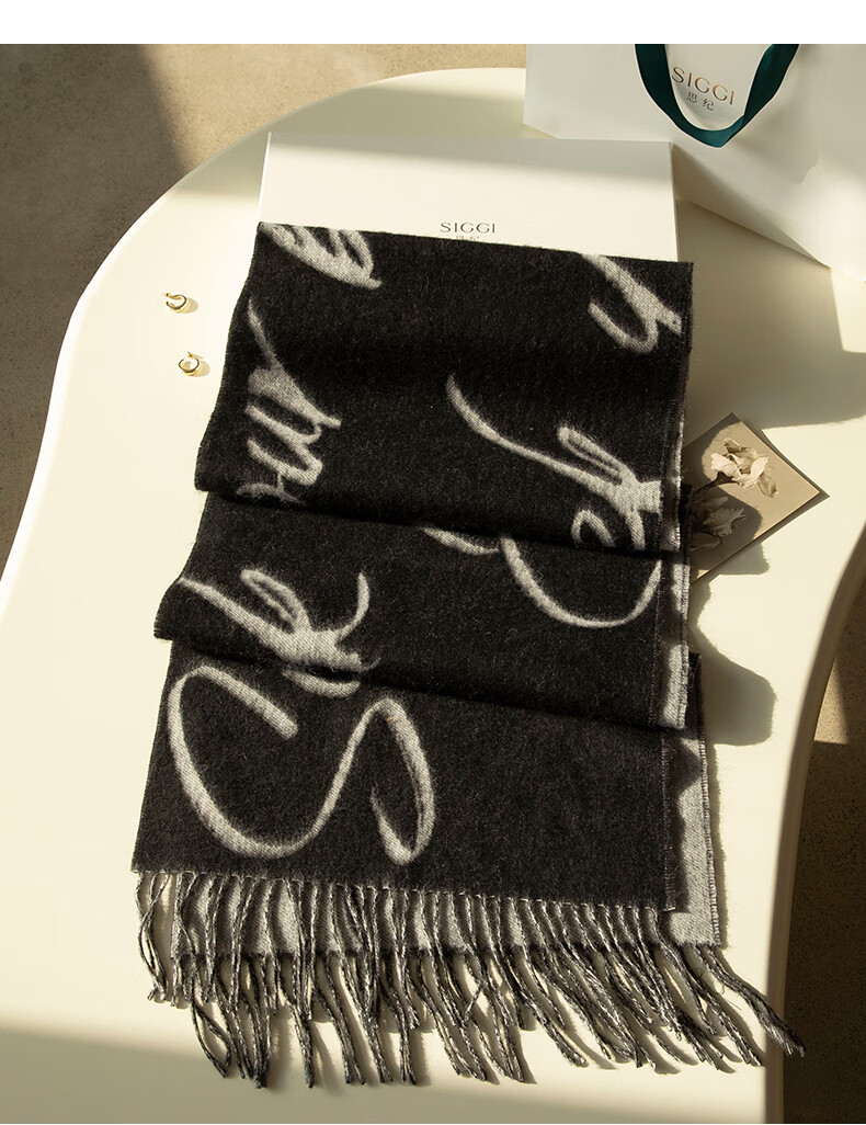 Siggi Wool Scarf for Women, Autumn And Winter Letter Shawl, Thickened Warm Simple Neck Wrap, Birthday Christmas Gift Box Set for Wome 33