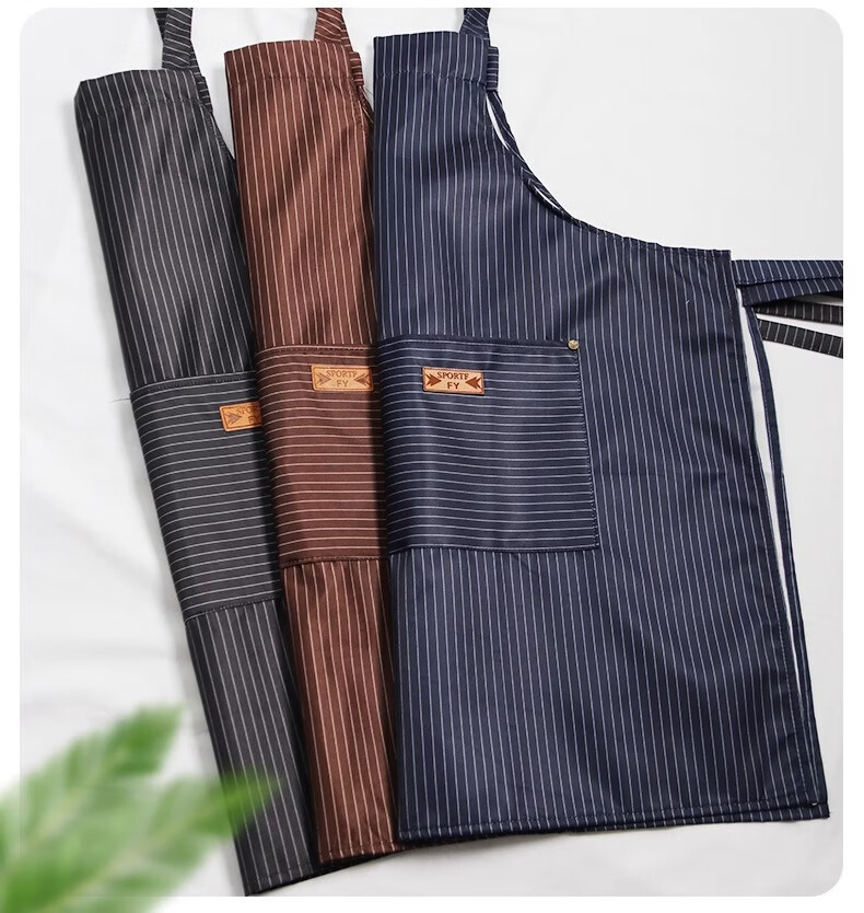 PINYU Apron, Kitchen Waterproof And Oil-Resistant, Household Cover-Up, Adjustable Workwear, Labor Protection, Housework, Cooking, Cleaning Master, Blue 12