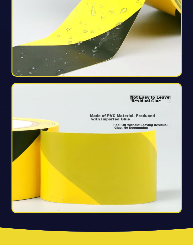[Lowest Price Online] Baoanjie Yellow And Black Warning Tape, Thickened PVC Diagonal Striped Line Marking Zebra Caution Tape Safety Tape Floor Marking, 48mm*33m*130um, 6 Rolls 5