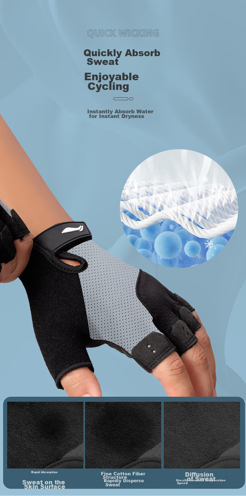 Li-Ning Cycling Gloves, Half-Finger Summer Outdoor Gloves for Men And Women, Short Finger Riding Gloves, Cycling Equipment 10