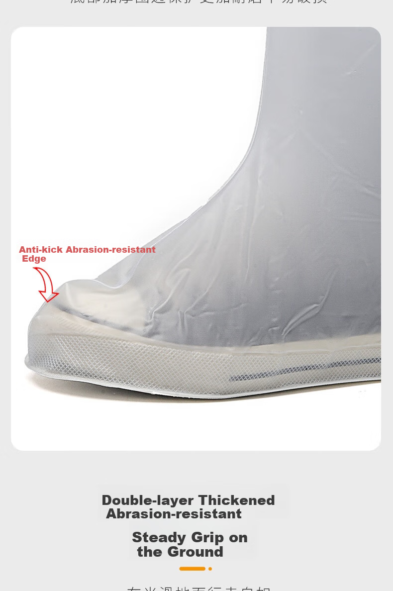 Huili Rain Boots for Men, Women And Children, Thick Waterproof Wear-Resistant Non-Slip Shoe Covers HL209 White/blue L Size 6
