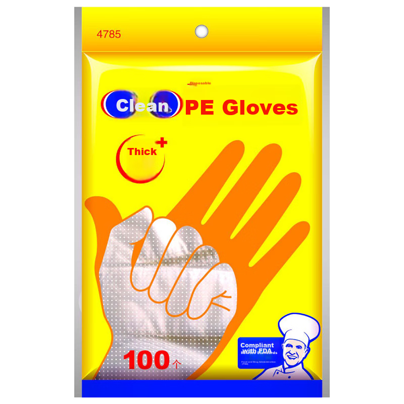 Jiecheng Disposable PE Gloves, Thickened Food-Grade Gloves, 100 Pieces, Picnic, Late-Night Snack, Lobster Gloves, Thick And Durable