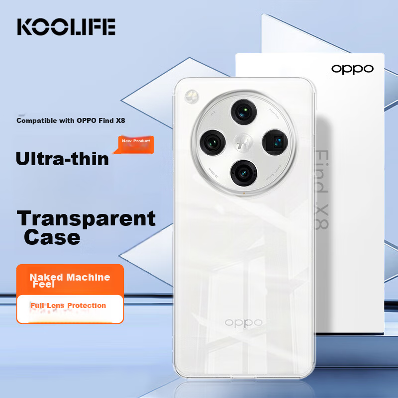 Чехол для телефона KOOLIFE для OPPO FindX8, защитный прозрачный силиконовый чехол с защитой объектива, противоударный, от отпечатков пальцев