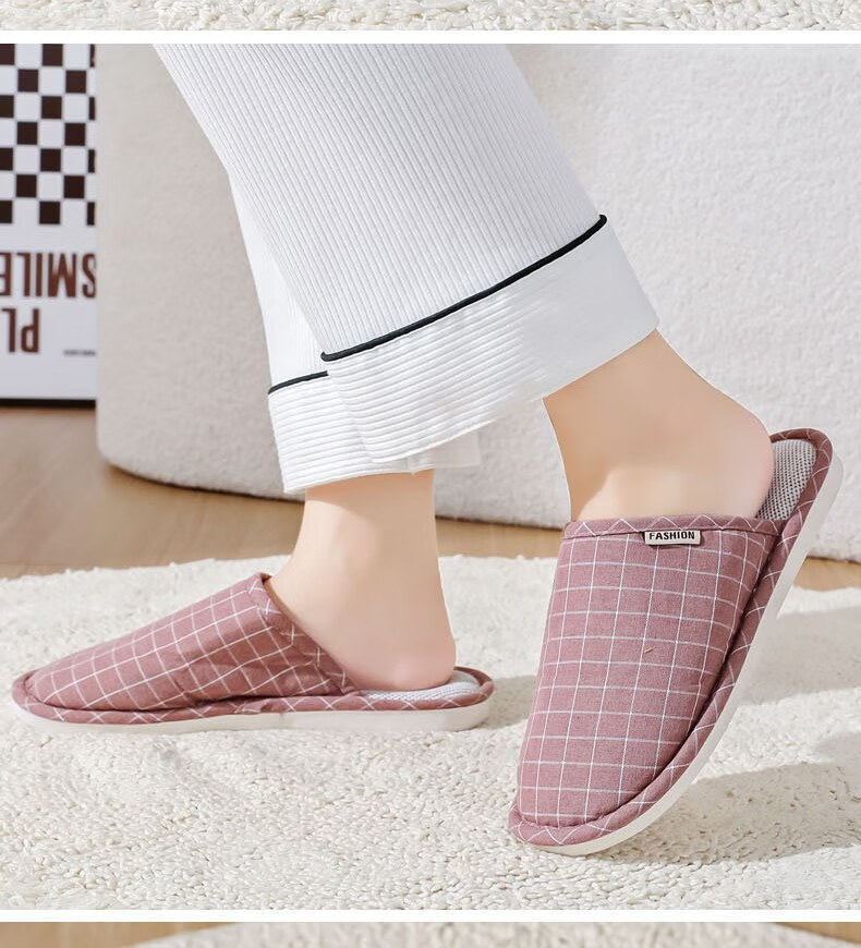 Huameijianbu Versatile Thick-Soled Couple Cotton Slippers for Indoor And Outdoor Use, Fleece-Lined Warm Cotton Slippers HM2258 Brown Size 44-45 23