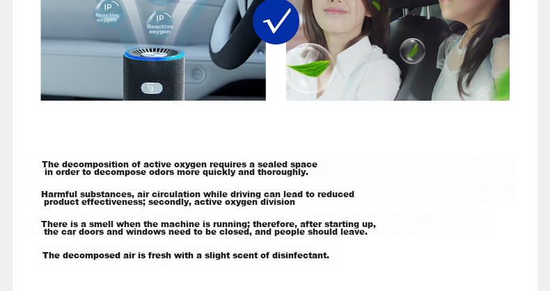 DGQ Car Air Purifier, New Car Formaldehyde And Odor Removal, Car Deodorizer, In-Car Smoke Eliminator, Smart Ozone Control C1 33