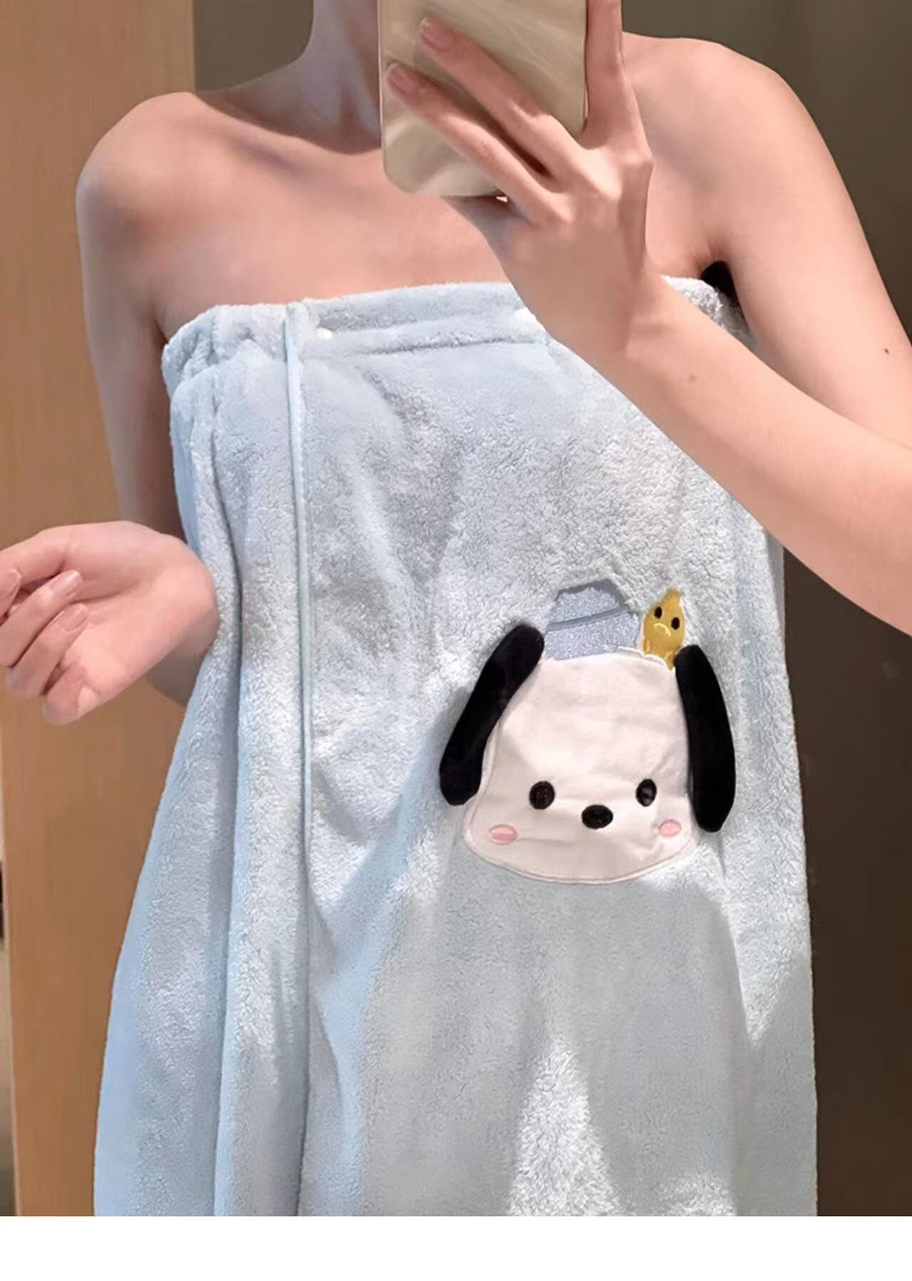 Fanyejia Cartoon Dog Bath Towel for Women, Shower Towel for Student Dormitory, Thick Coral Fleece Absorbent Quick-Drying Towel for Sports 15
