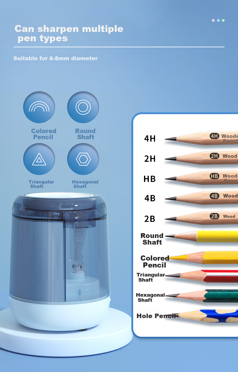 M&G Large-Aperture Fully Automatic Pencil Sharpener, Electric Rotary Pencil Sharpener with Thickened Rod, Automatic Pencil Sharpener for Elementary School Students, Back-To Stationery 11