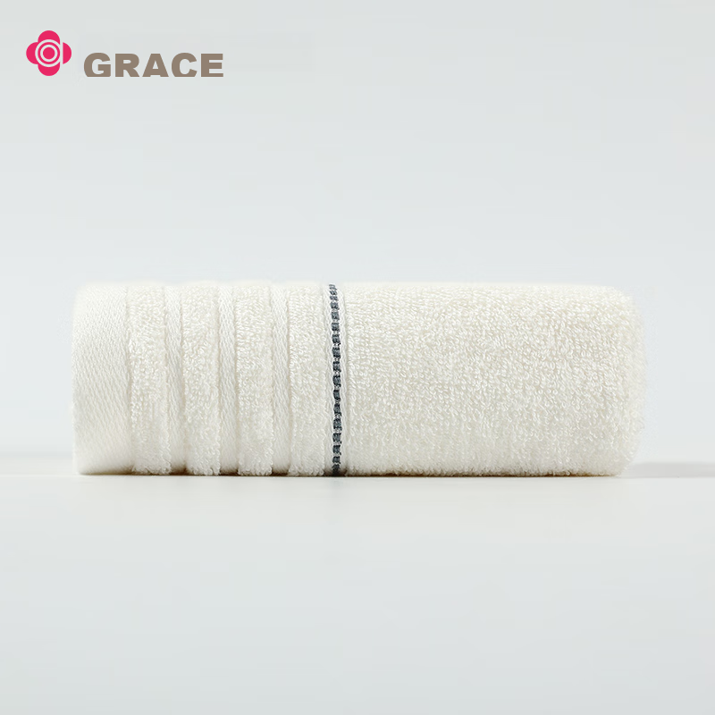 Grace Class A Pure Cotton Towel, Absorbent Face Washing Bath Towel, Plain Soft Facial Cleansing Cloth, Single Pack, Cream White