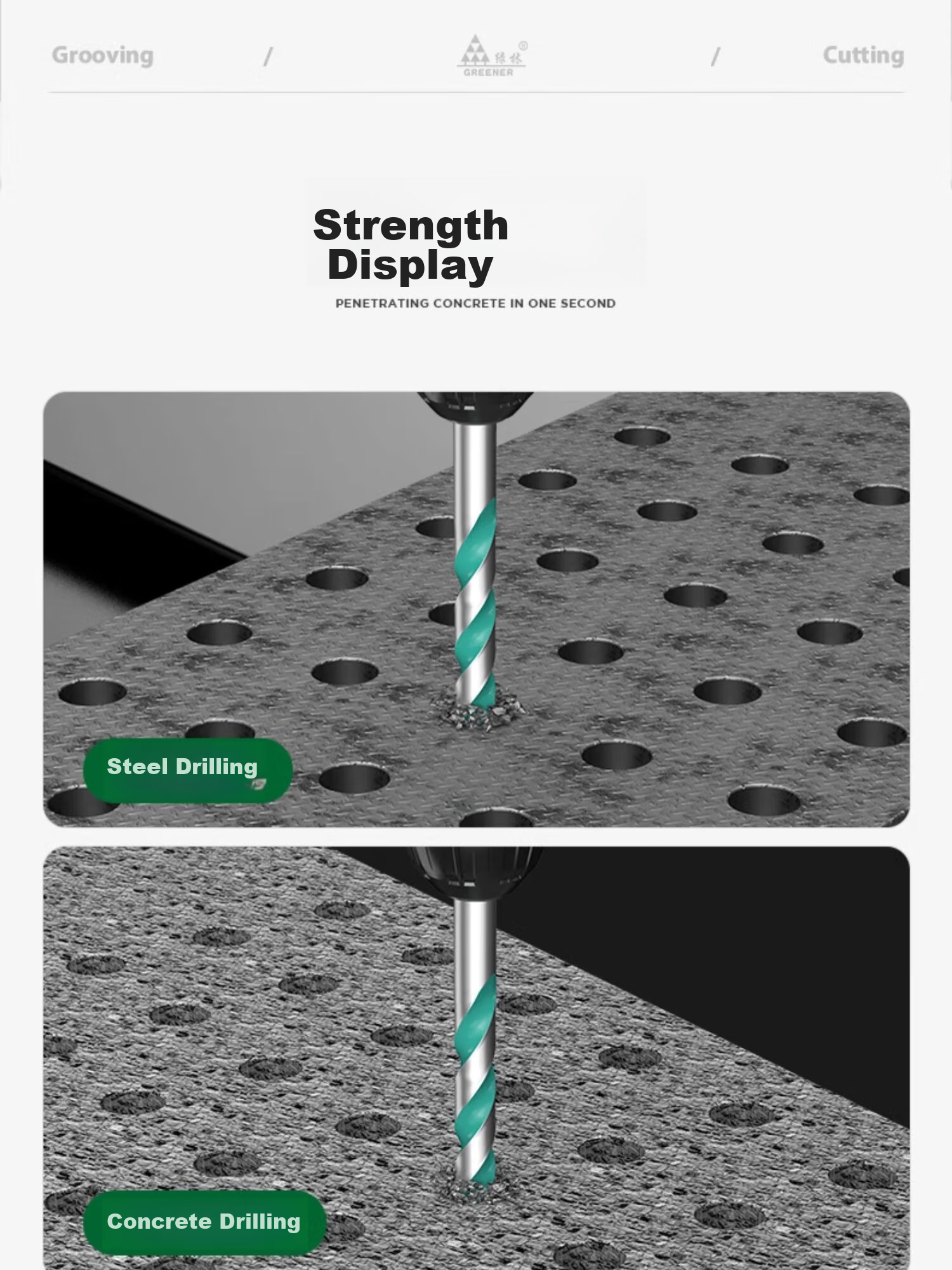 GREENER Ceramic Tile Drill Bit, Concrete Cement Marble Impact Drill Bit, Hand Electric Drill Alloy Bawang Drill, 2 Pieces Each of 6+8mm 9