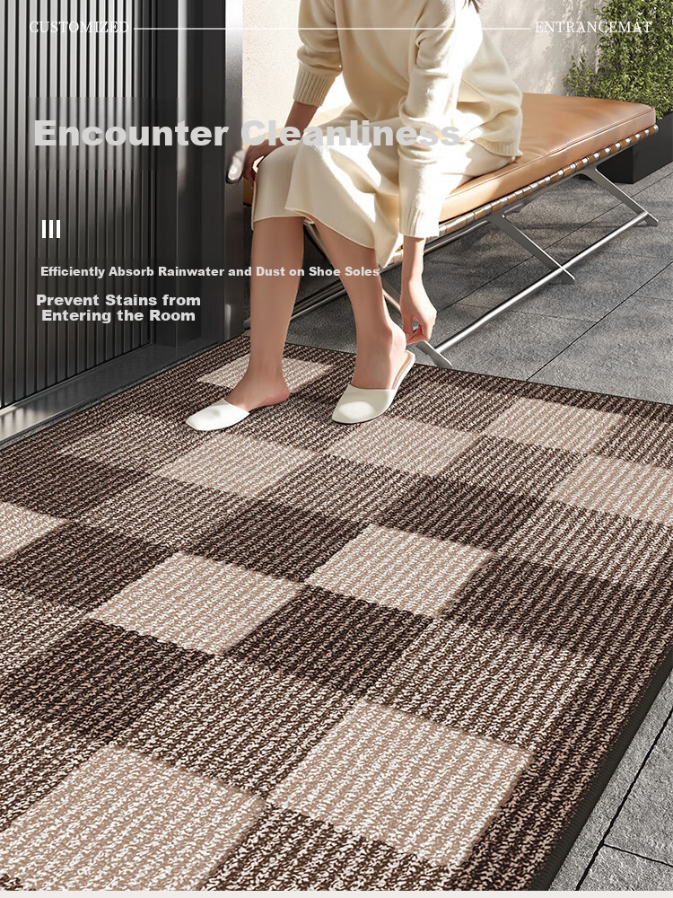 Budisi Entrance Door Mat, Doormat for Entryway, Cuttable, Dirt-Resistant, Dust-Proof, Non-Slip, Vintage Brown Foot Mat, 80*50CM 7