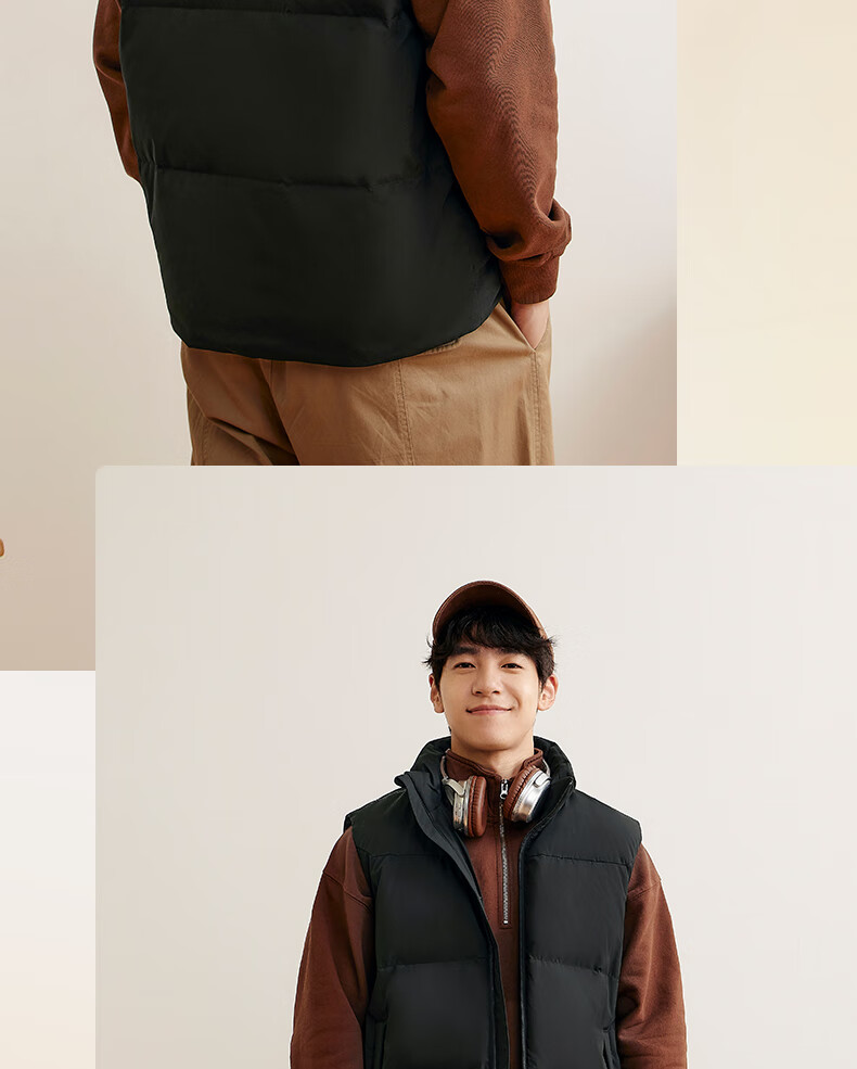 361° Men's Down Vest Autumn Winter New Waterproof Warm Sports Casual Running Stand Collar Jacket 652544401-4 30