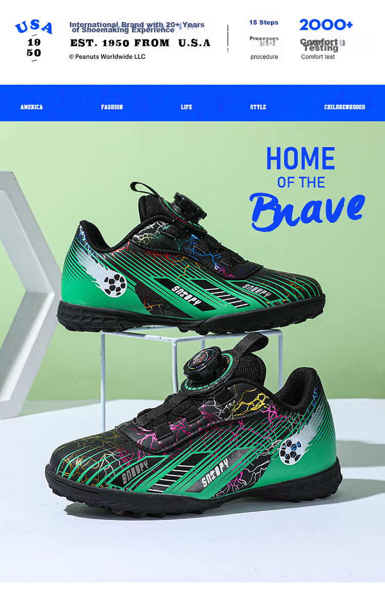 SNOOPY Children's Sports Shoes, Boys And Girls Training Shoes, TF Turf Cleats, Wear-Resistant Soccer Shoes, 0038 Dream Purple, Size 36 11