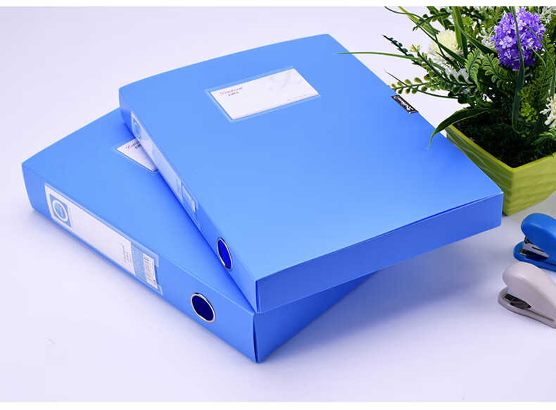 Bailiwen B835M Blue File Box, 35mm Wide, Document Storage Box, PP Material Plastic Box, Office File Organizer Container 1