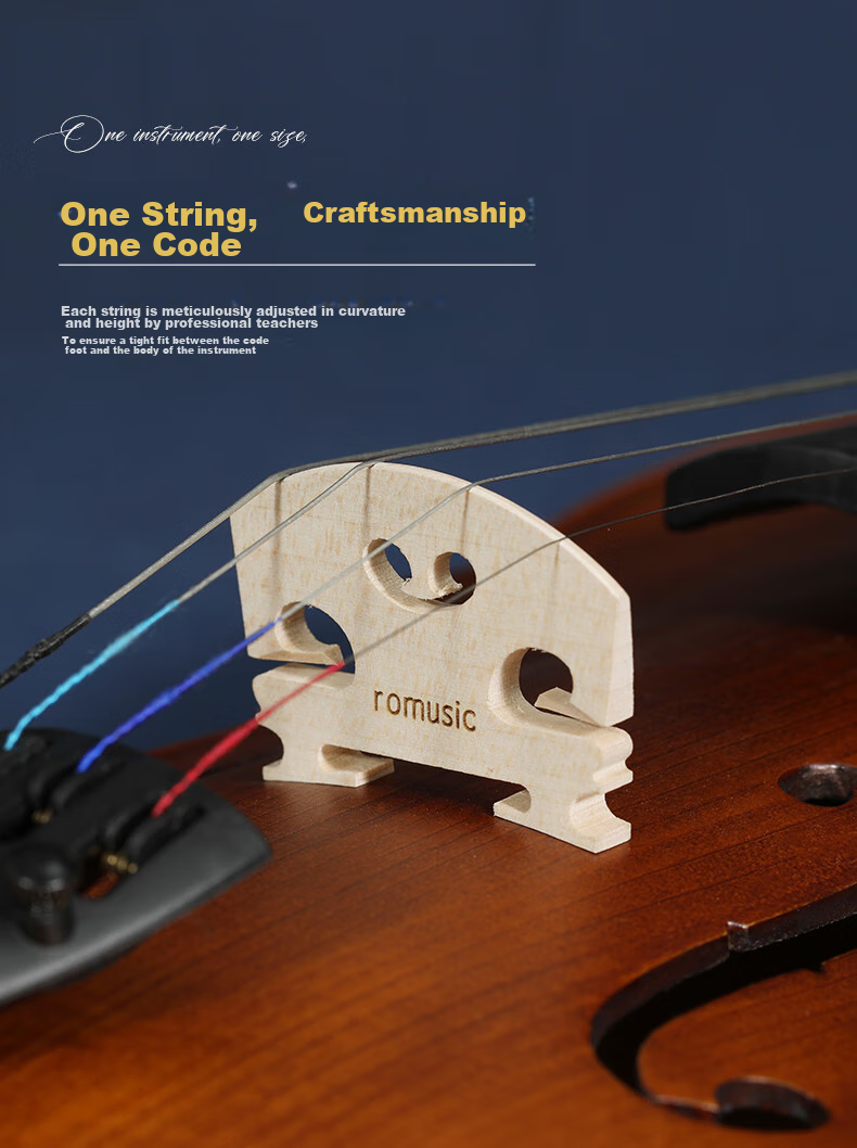 Romusic Violin Alpine Spruce Handmade Solid Wood Children's Adult Beginner Intermediate Performance RV-102Y [1/2] 8