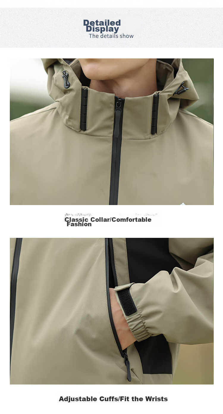 JEEP Men's Jacket, Spring And Autumn Loose-Fitting Hooded Sports Outdoor Clothing, Men's Outerwear 074, Black, Size L 4