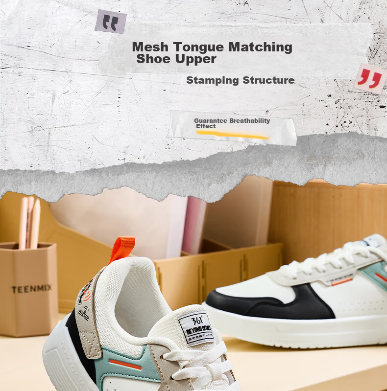 361° Men's Sports Shoes, Spring And Summer Retro Versatile Thick-Soled Warm White Casual Sneakers for Men, 672416602F-2 5