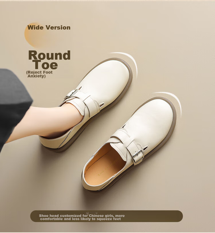 ZHR Women's Versatile Comfortable Soft-Soled Birkenstock-Style Shoes, Genuine Leather Simple Two-Way Wearable Women's Shoes, BT69, Beige, Size 35 4