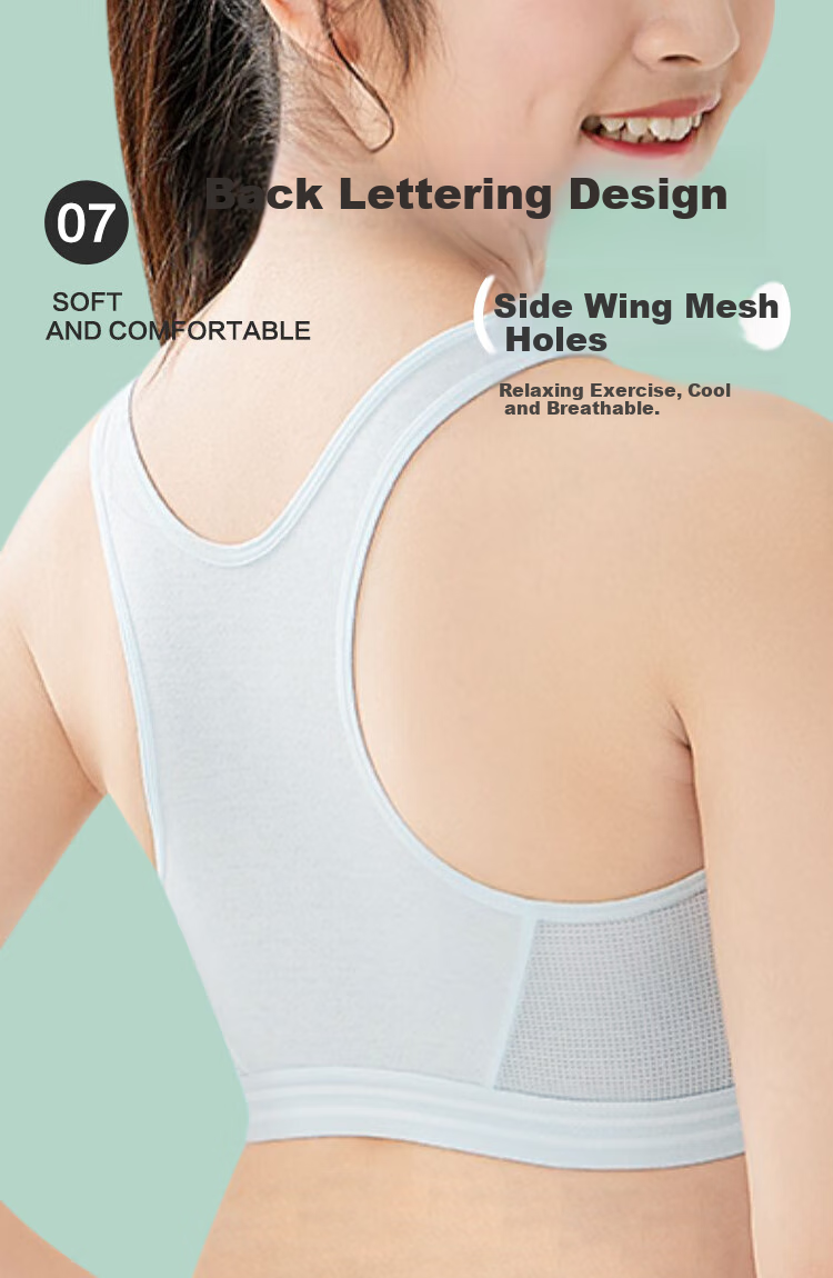 Hodohome Girls' Underwear, Puberty Stage Two, Mesh Breathable Bra, Middle School Student Wireless Vest, 038A80 9