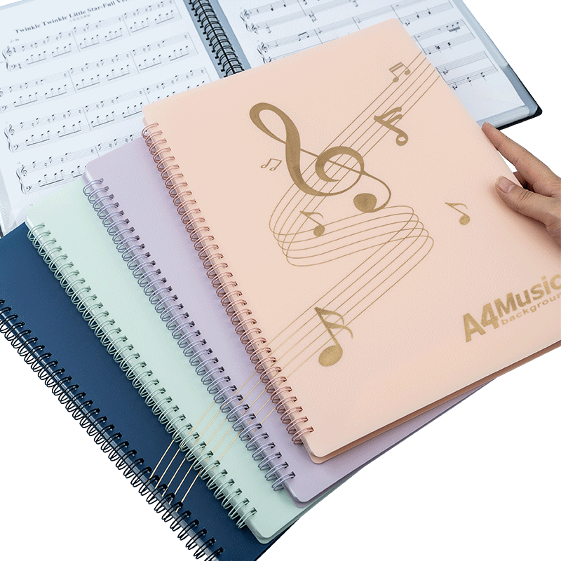 Xinshida A4/40-Page Purple Sheet Music Folder, Writable Document Folder, Piano Score Folder, Piano File Folder, Guitar And Guzheng Sheet Music Folder, Staff Paper Folder with 34 Holes, Medium Back, Hollow Desig