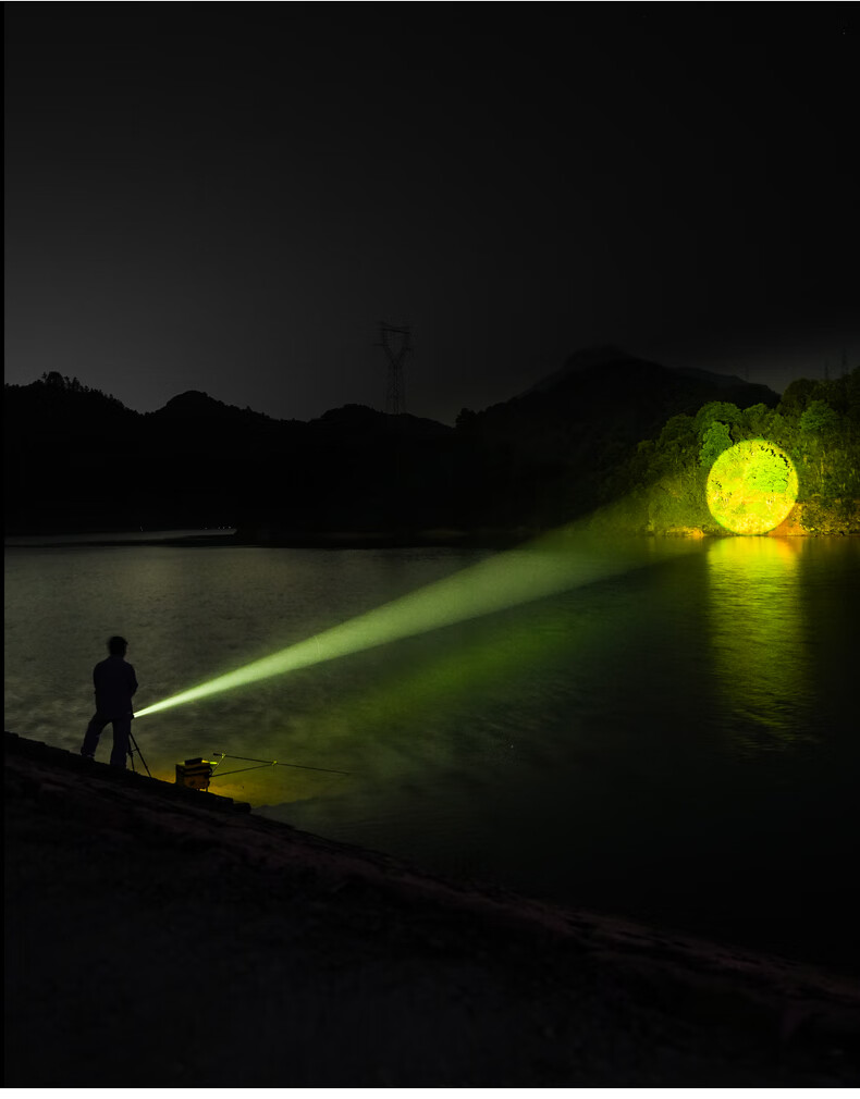 XiaoYeren High Power Five-Light Source Zoom Night Fishing Laser Cannon Black Pit Wild Fishing Blue and Purple Outdoor Fishing Lamp 16