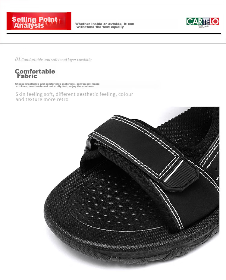 CARTELO Men's Sandals, Summer 2026, Breathable Casual Outdoor Beach Shoes, Men's Outdoor Soft-Soled Hole Shoes 6