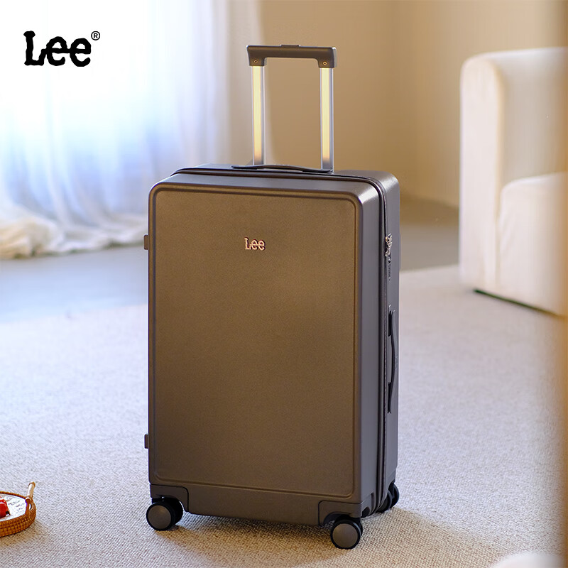 Lee High-Quality Zipper Suitcase, Women's Trolley Case, Student Spinner Luggage, Men's Travel Password Lock Suitcase, Modern Gray, 24 Inches