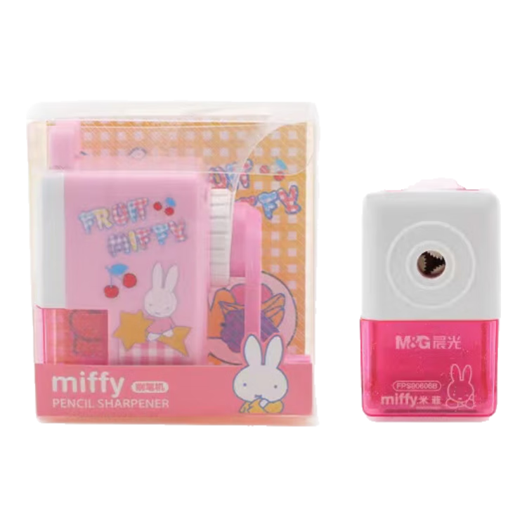 M&G Hand-Crank Pencil Sharpener Automatic Lead Feeding Portable Pink Square FPS90606 1 Piece