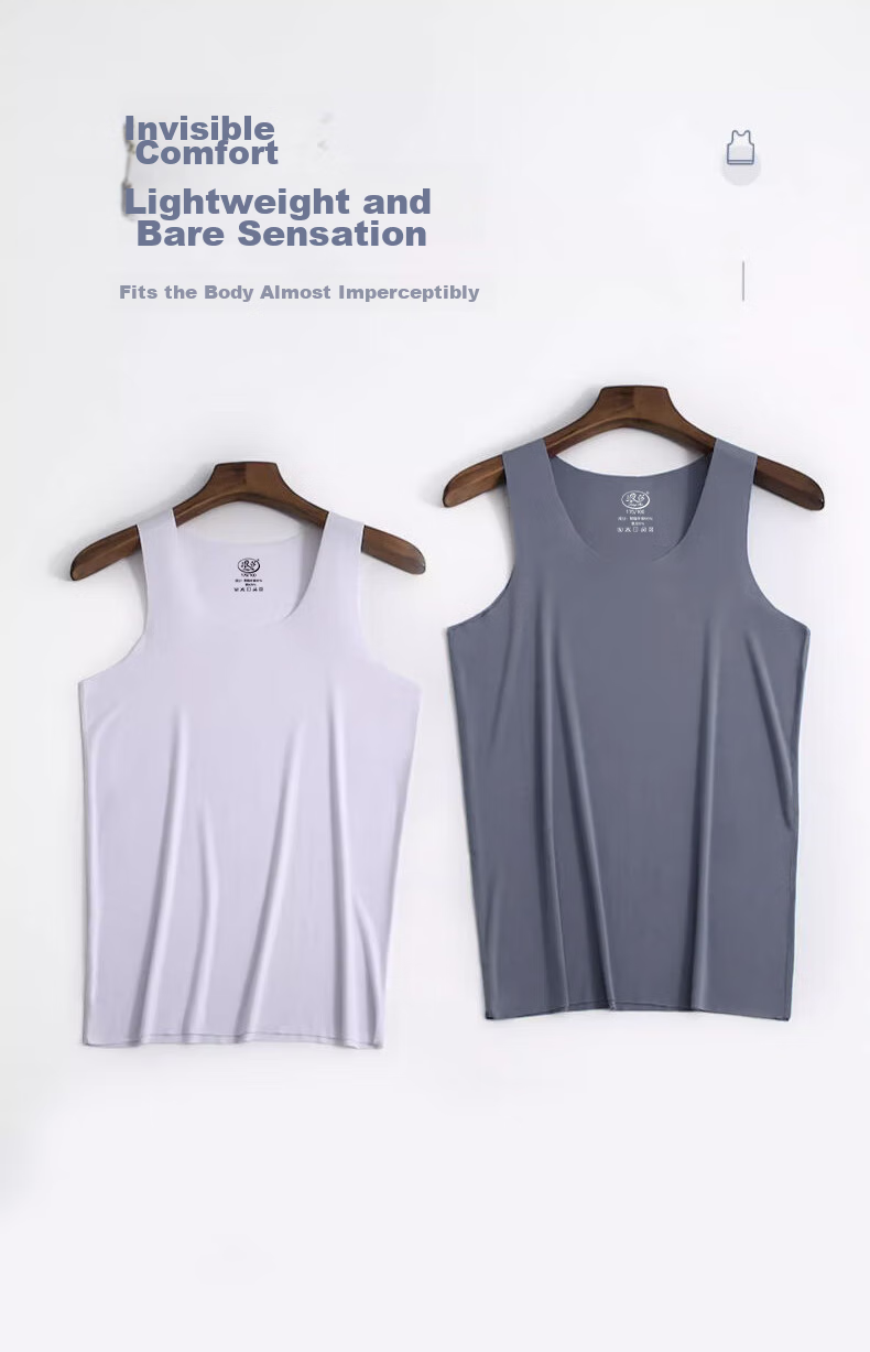 LangSha Men's Tank Top, Seamless Ice Silk Cool Feeling, 7A Antibacterial, Cuttable Inner Wear, Undershirt for Sports And Hiking 6