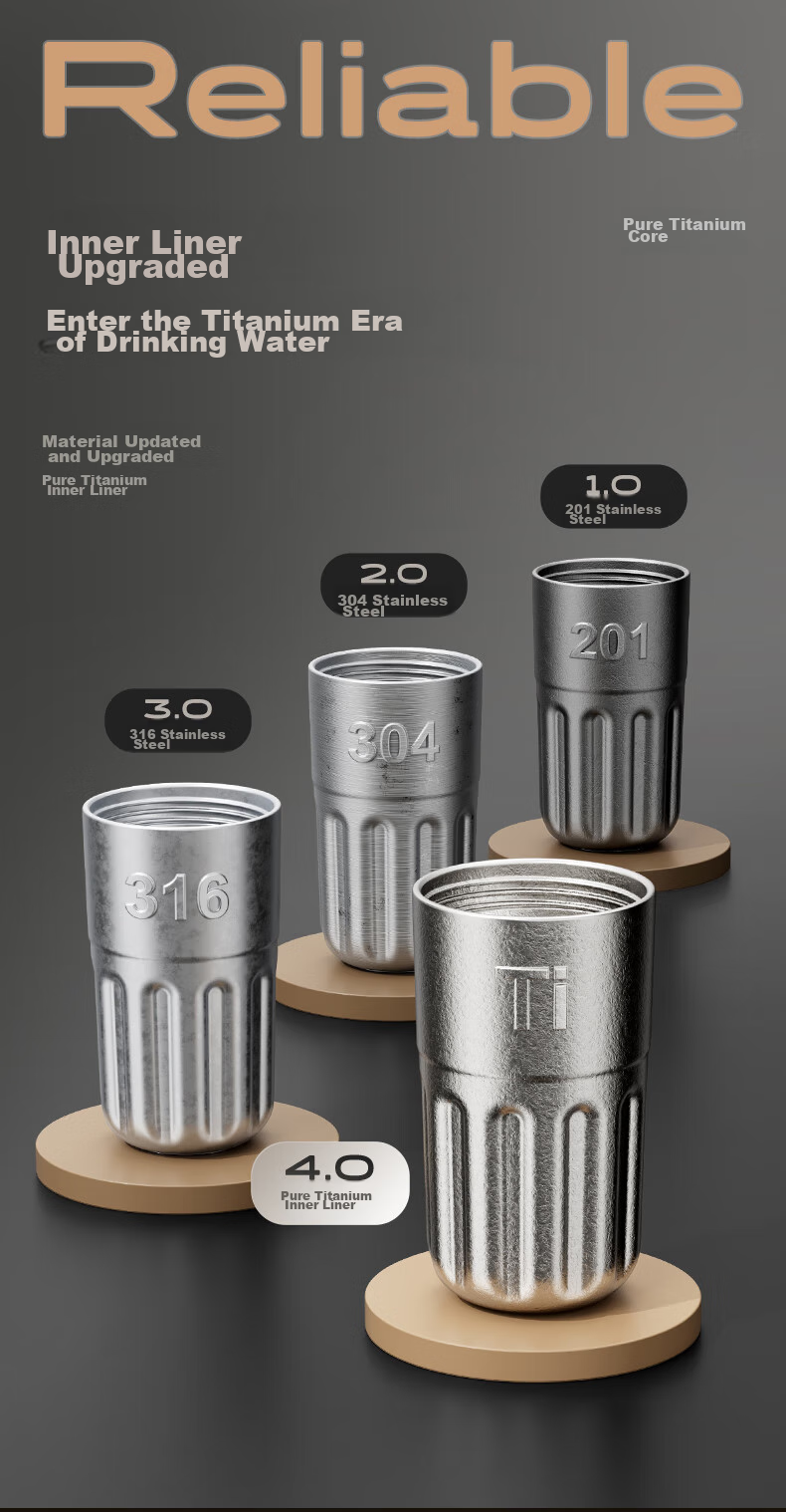 RELEA Pure Titanium Insulated Mug, Titanium Cup for Men And Women, Stylish Large Capacity Smart Coffee Cup Gift Box Water Bottle Birthday Present 6