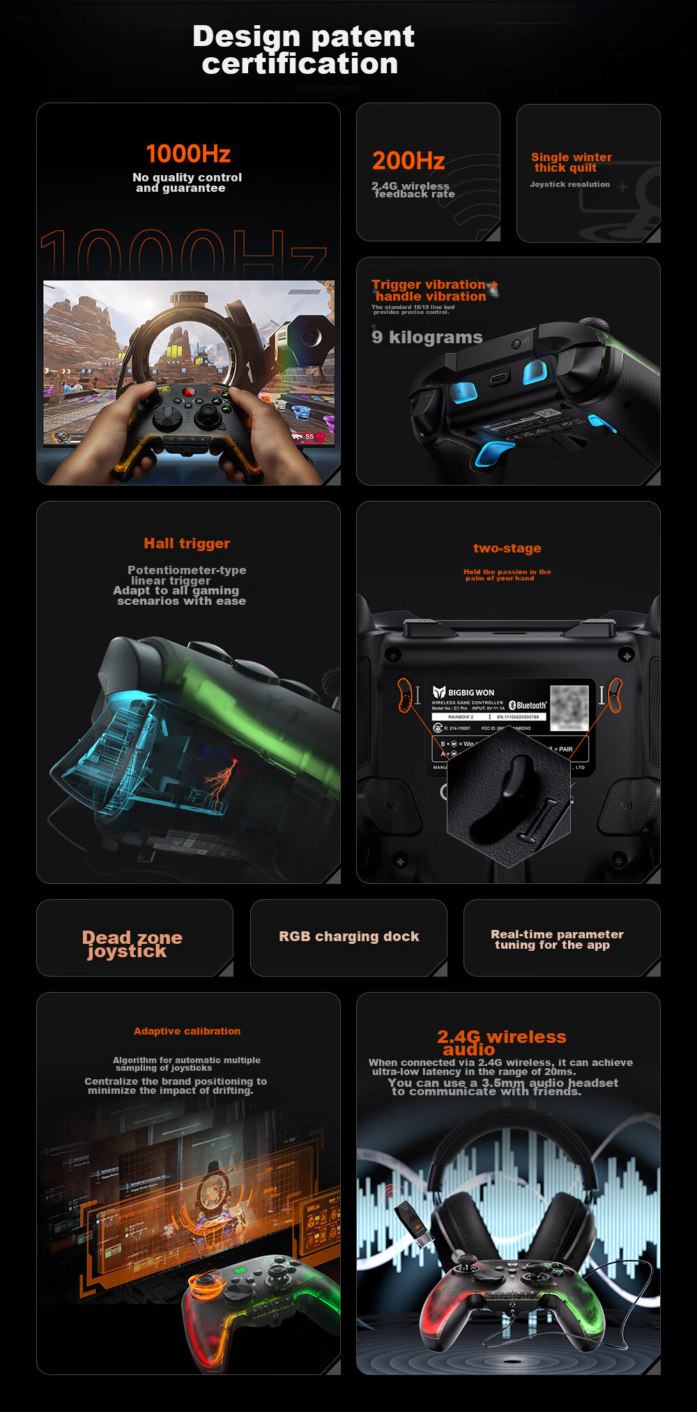 Mojiang Rainbow 2 PRO Wireless Game Controller Switch/NS/PC Xbox Bluetooth Motion-Sensing Apex Black Myth: Wukong/Monster Hunter: Strides of Destiny Standard Editio 2