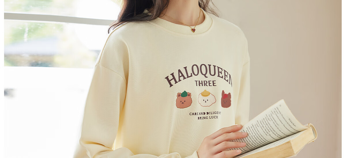 Halo Queen Women's Sweatshirt, Spring And Autumn Round Neck, Little Bear Christmas Outfit, Fashionable Loose Top Jacket H143W1002 60