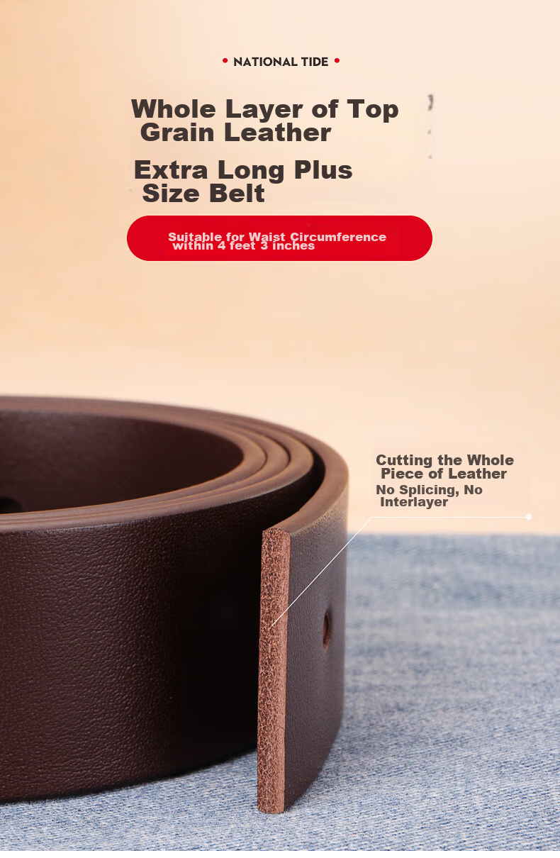 CattleOWN Large Size Belt for Men with Pin Buckle, Extended Top Layer Cowhide Trouser Belt 3037, Dark Brown, 140cm, Gift 9