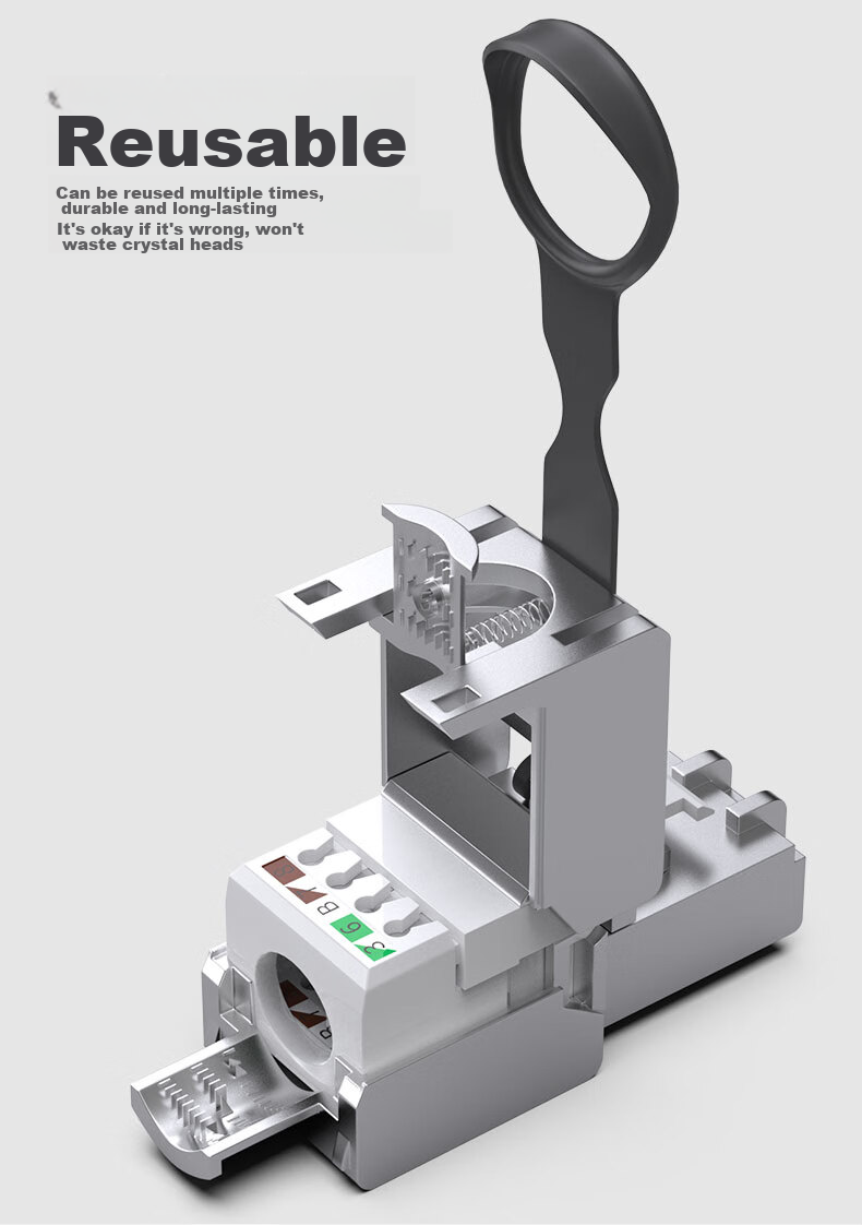 CNCOB Category 7 Ethernet Cable Connector, Tool-Free Engineering Grade CAT7 10 Gigabit Network Pull Ring Connector CN-8002 9