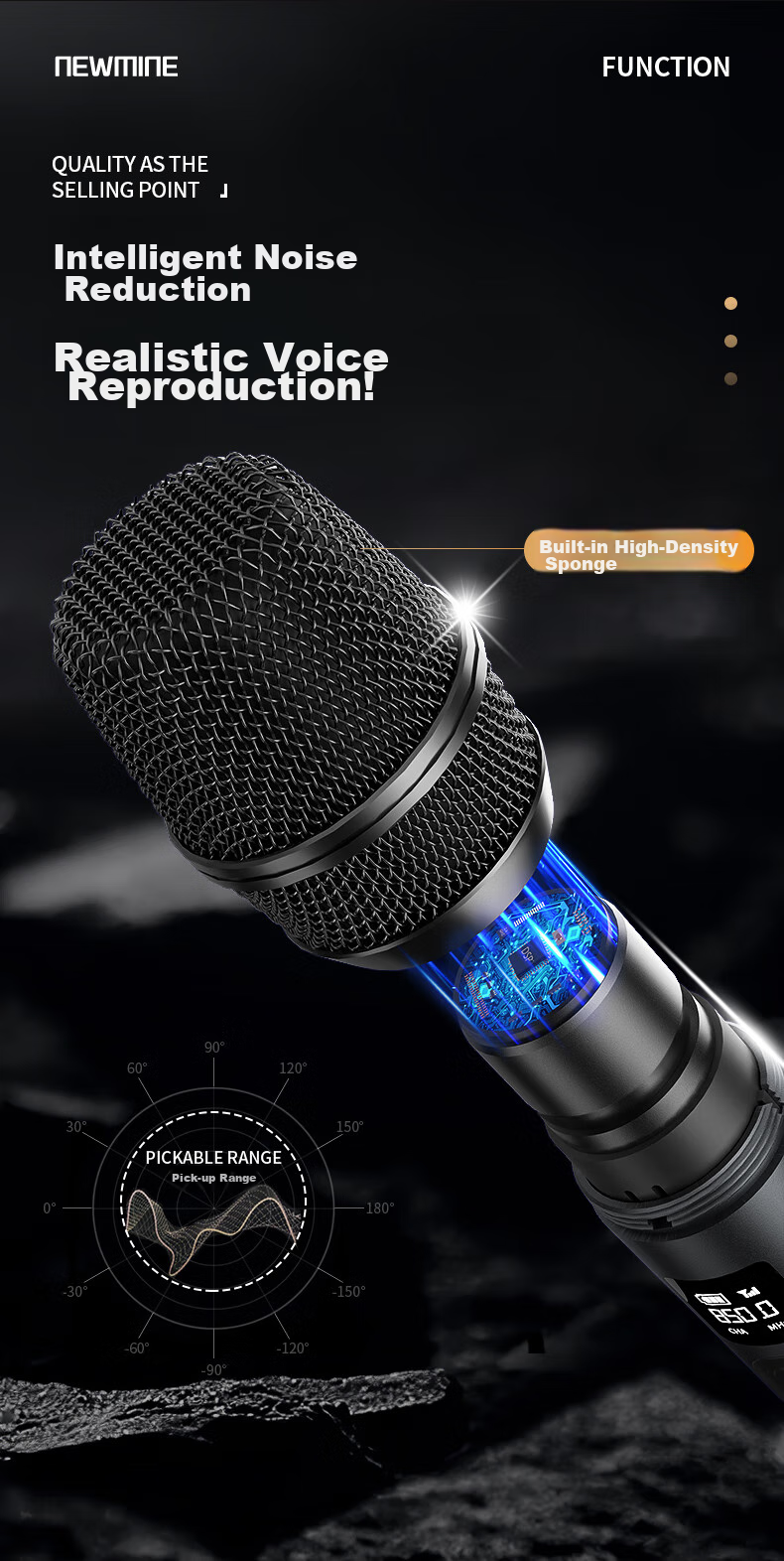 Newmine MC107 Wireless Microphone, Home KTV Singing, Hosting, Lecturing, Karaoke, Conference Speaker, Amplifier, FM Tunable, Universal Microphone, Single Mic 5