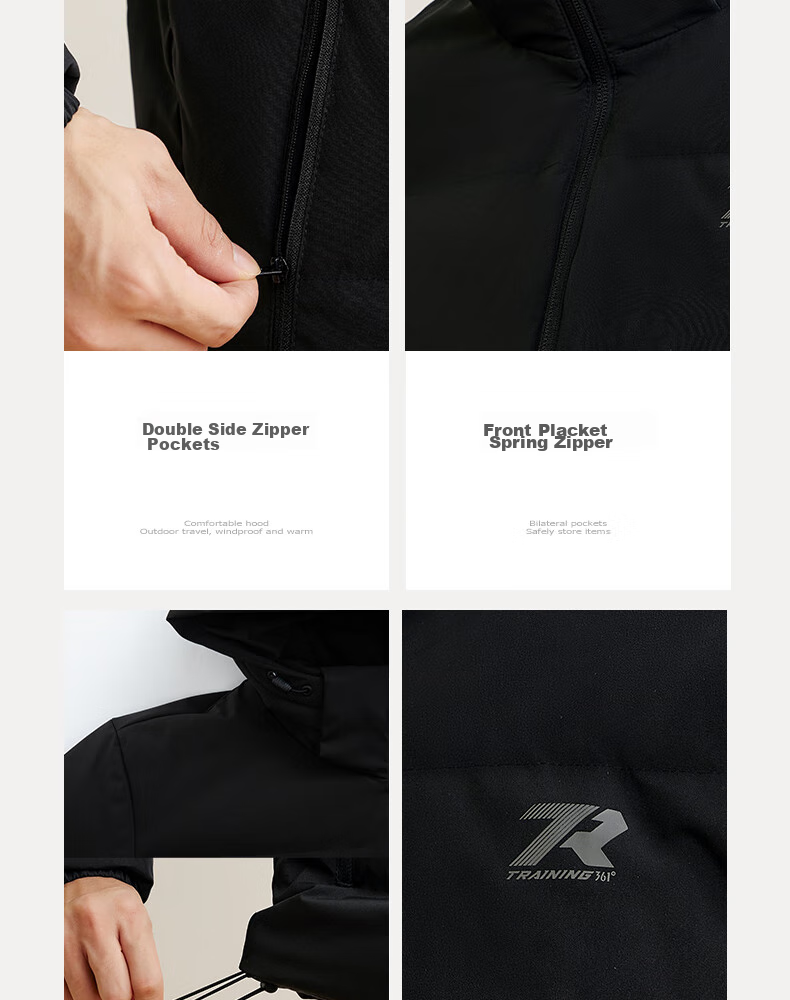 361° Men's Autumn Winter Three-Protection Water-Repellent Short Hooded Down Jacket 652544301D-3 13