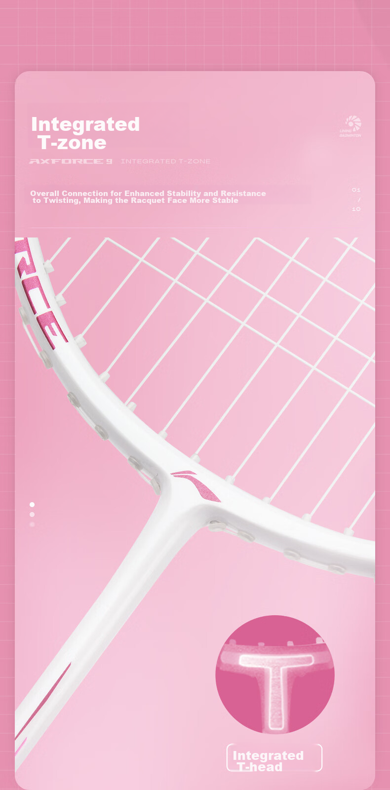 Li-Ning Badminton Racket Single Racket Thunder Carbon Composite Durable Racket for Youth And Adults, White Light Blue Pre-Strung 6