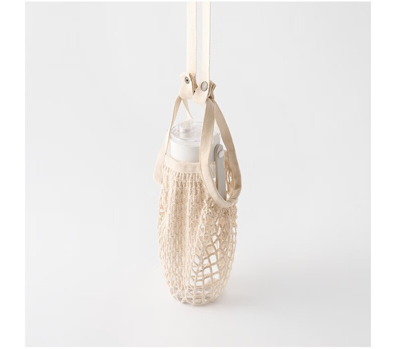 MUJI Cotton Shoulder Strap Mesh Bag Crossbody Cup Bag Woven Bag 12.5*24cm (Handle Not Included) 3