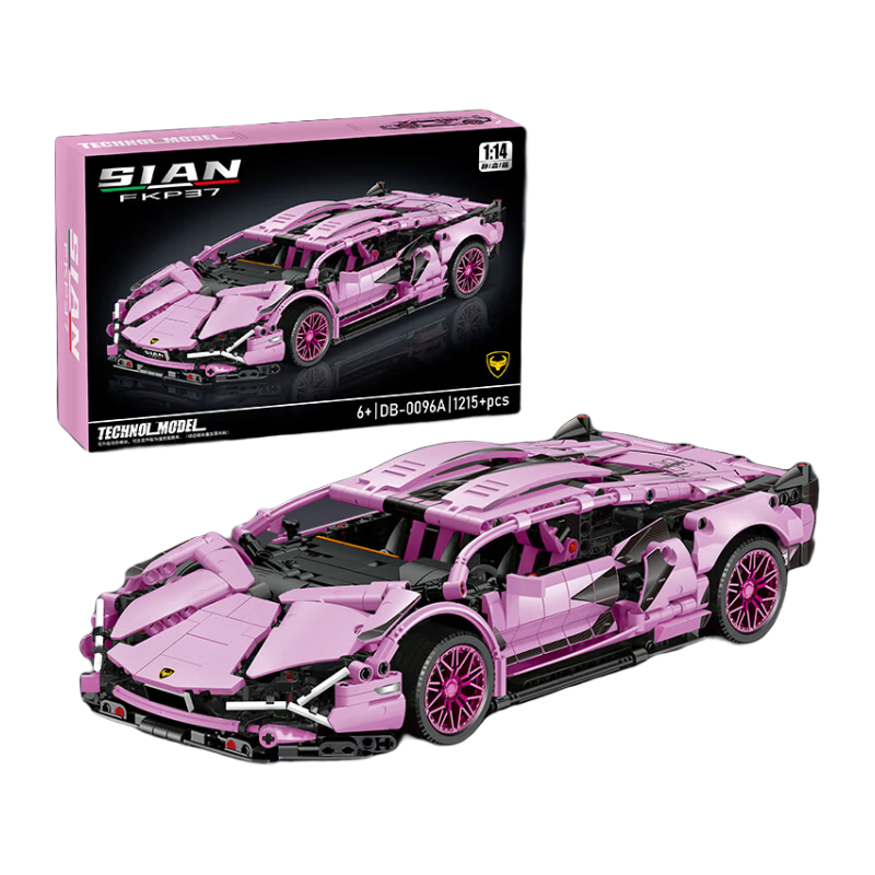 Lianhe Chuangxiang Compatible LEGO Pink Lamborghini Racing Car Building Blocks, Birthday Gift for Boys Aged 6-12