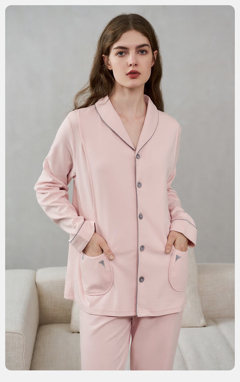 Manxi Spring and Autumn Thin Maternity Nursing Top Breathable Outwear with Built-in Chest Pads Purple M 12