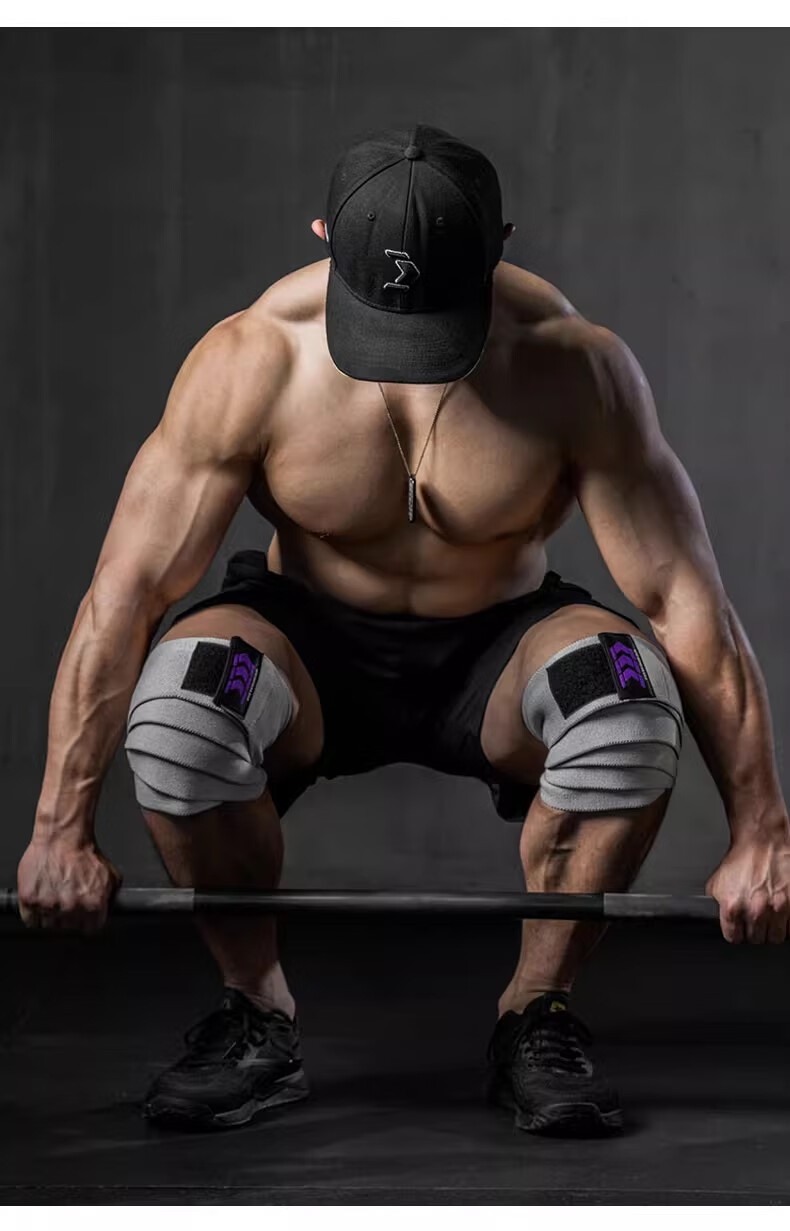 FITTER GEAR Men's Weightlifting Knee Sleeves Elastic Squat Knee Wraps Powerlifting Training Support Gear 5