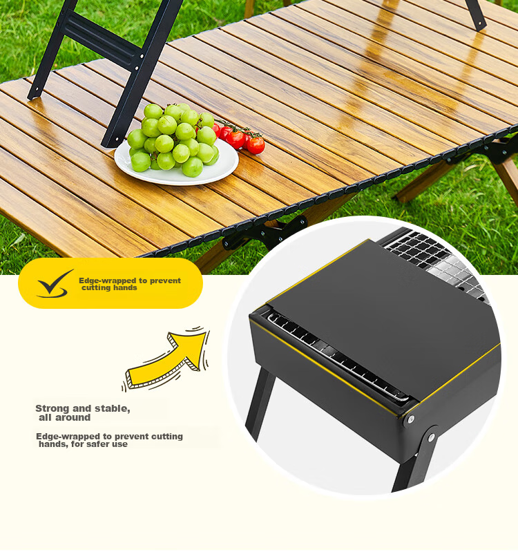 OFEIS Barbecue Grill Set for Home And Outdoor Use, Portable Charcoal Grill for Camping And Kebab Skewers, 6-Piece Set 7