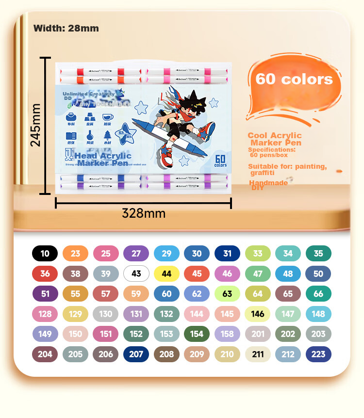 Touch Mark Dual-Tip Acrylic Marker Set, 36 Colors, Soft And Hard Tips, Watercolor Pens for Students' Doodling, Art Drawing, Waterproof Quick-Drying Highlighters, Children's Birthday Gift for Boys And Girls 14