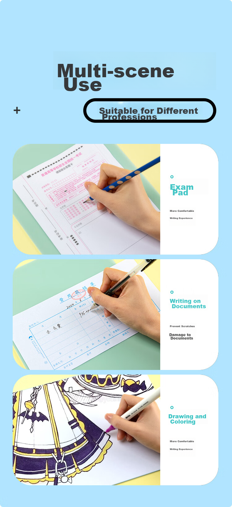 COMIX A4 Study Desk Pad for Students' Exams And Writing Soft Pad Board, Exam Homework Drawing Calligraphy Pad Board, Eco-Friendly EVA Writing Pad Board, Middle And High School Entrance Exam Stationery DS-319 8
