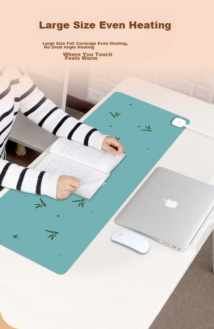 DAREU 800*330*1.8mm Panda Fast Heating Mouse Pad, Large Intelligent Heating Computer Keyboard Warming Pad, Desk Mat, Blue And Green Color, Wuxing Chujiie 9