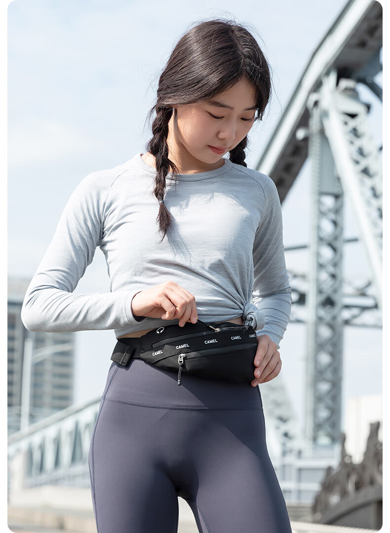 CAMEL Sports Waist Pack for Men And Women, Running Bag, Marathon Lightweight Phone Pouch, Summer Fitness Small Bag, A1S3QV105 Black 16