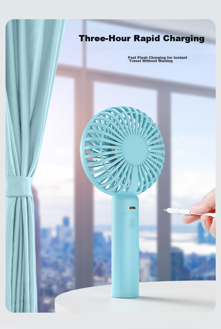 Calayo Handheld Mini Fan Desktop Neck Hanging Long Battery Life Foldable Portable Rechargeable High-Speed Low Noise Outdoor Office Student Dorm Small Fan 3600 Blue 7
